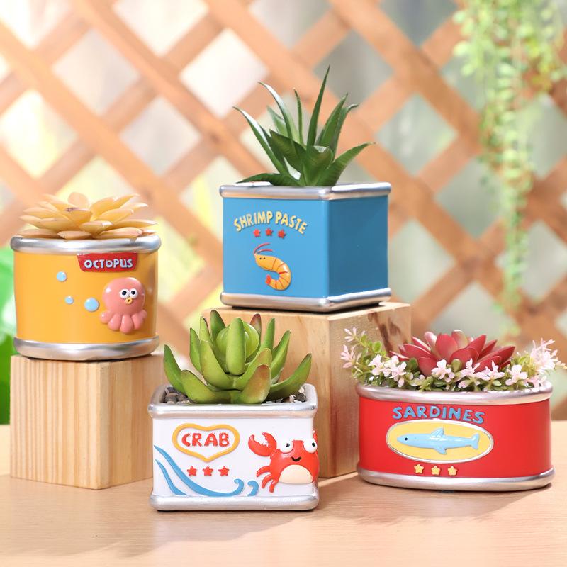 Chậu cây mọng nước resin mini, chậu cây để bàn, trang trí ban công sân vườn (RG-39)