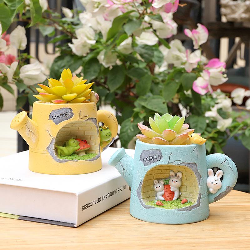 Chậu cây mọng nước hoạt hình resin, chậu mini trang trí bàn, tiểu cảnh cây xanh (RG-16)