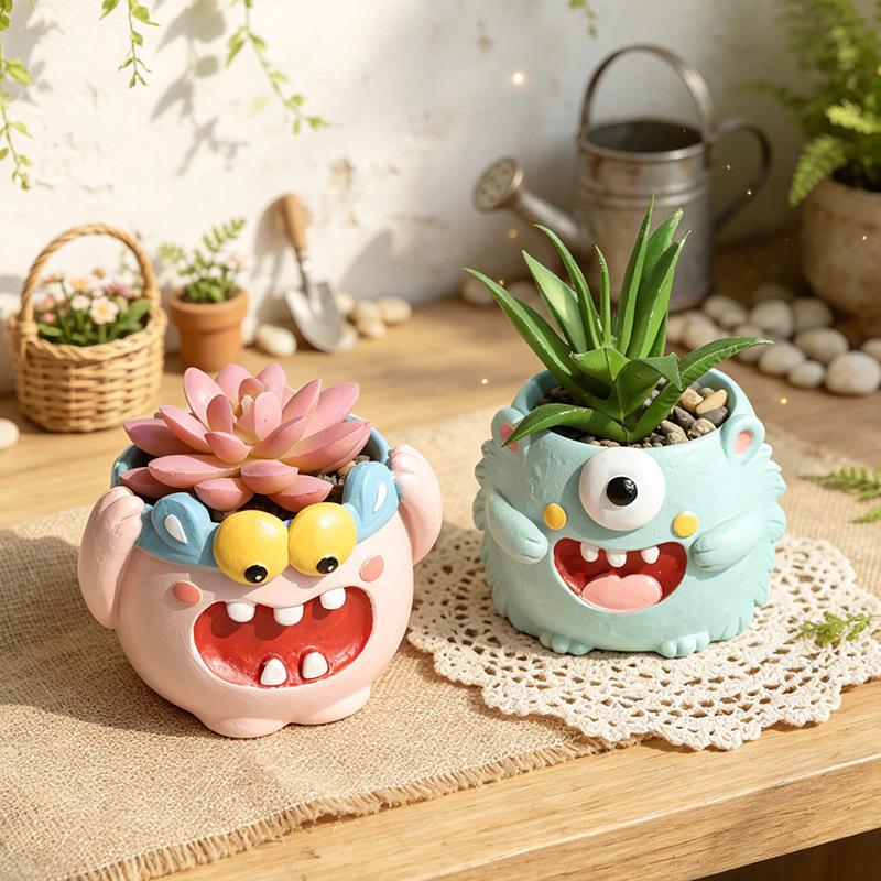 Chậu cây mọng nước hình phố nhỏ và cửa hàng động vật resin, chậu mini tiểu cảnh, trang trí nhà (RG-188)