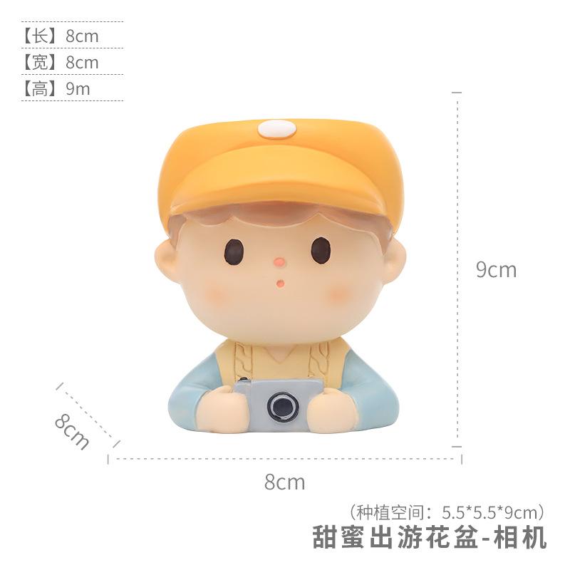 Chậu cây mọng nước hình bé gái resin, chậu mini trang trí văn phòng, ban công (RG-48)