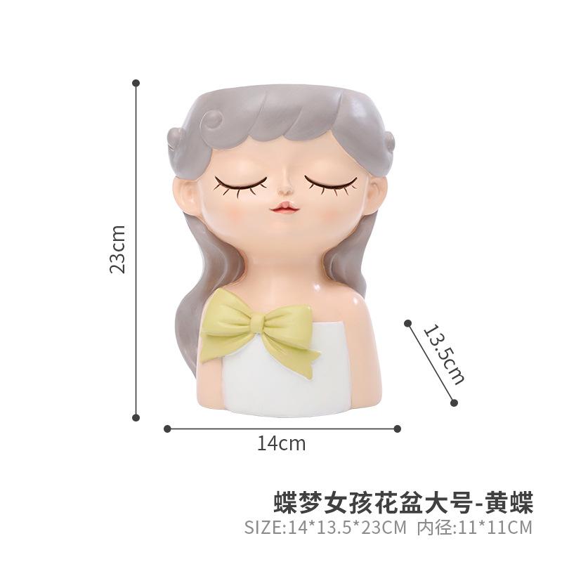 Chậu cây resin hình cô gái, chậu cây mọng nước mini, trang trí sân vườn, ban công và tiểu cảnh (RG-151)