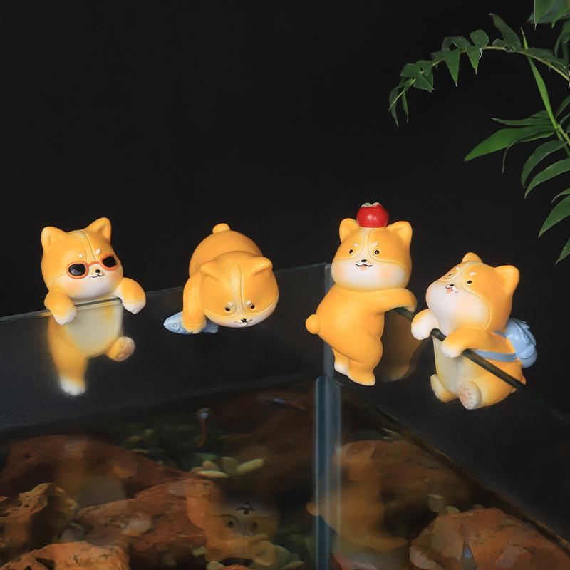 Tượng Corgi resin phong cách Zakka, phụ kiện bể bò sát, hồ cá, tiểu cảnh và chậu cây (RG-245)