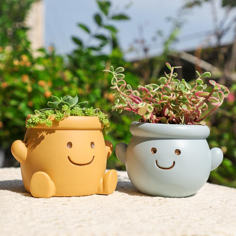 Bộ chậu cây mọng nước thú cưng hoạt hình resin, chậu mini trang trí ban công và sân vườn (RG-192)