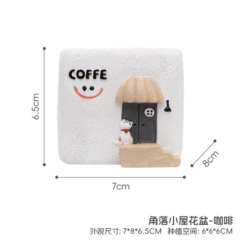 Chậu cây hình ngôi nhà góc nhỏ resin, chậu mọng nước mini, trang trí bàn và tiểu cảnh (RG-66)