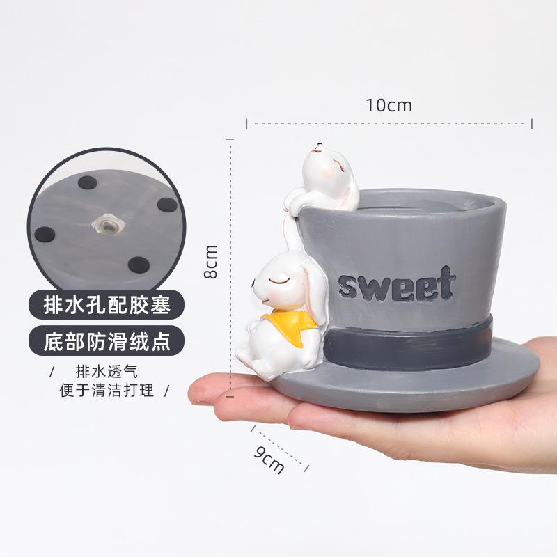 Chậu cây mọng nước mini resin, chậu để bàn trang trí, phụ kiện tiểu cảnh cây xanh (RG-21)