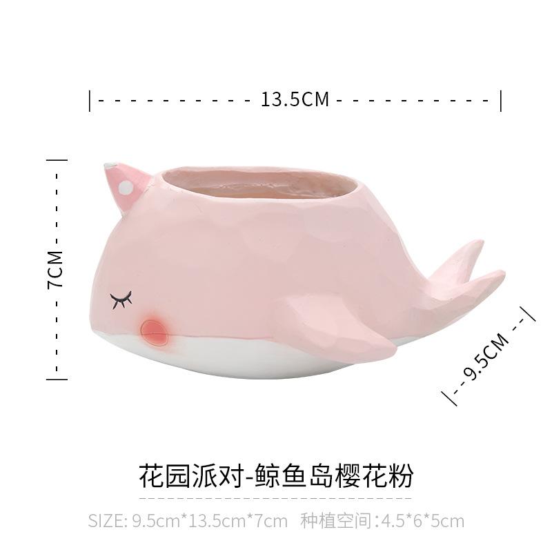 Chậu cây mọng nước hình cá voi resin phong cách Zakka, chậu mini để bàn, ban công và sân vườn (RG-146)