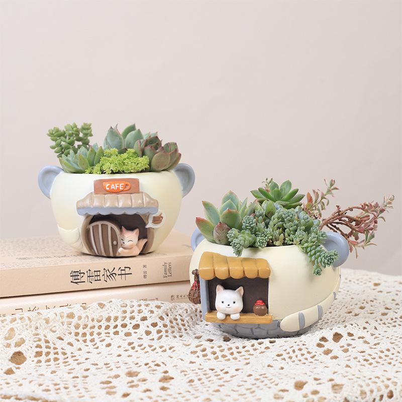 Chậu cây mọng nước hình nàng tiên resin, chậu mini để bàn, trang trí nhà, ban công và tiểu cảnh (RG-193)