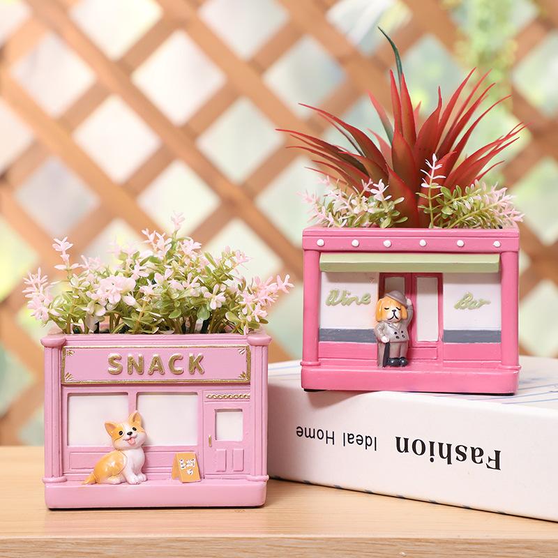 Chậu cây mọng nước hình phố cổ Anh resin, chậu mini trang trí nhà, sân vườn và ban công (RG-109)