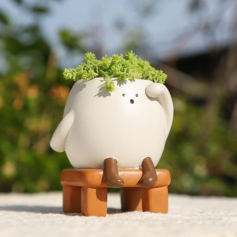 Chậu cây mọng nước resin mini, chậu cây để bàn văn phòng, trang trí sân vườn ban công (RG-15)