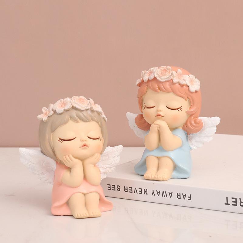 Tượng thiên thần nhỏ resin, đồ trang trí bàn phòng khách, phụ kiện DIY và quà tặng (RG-118)