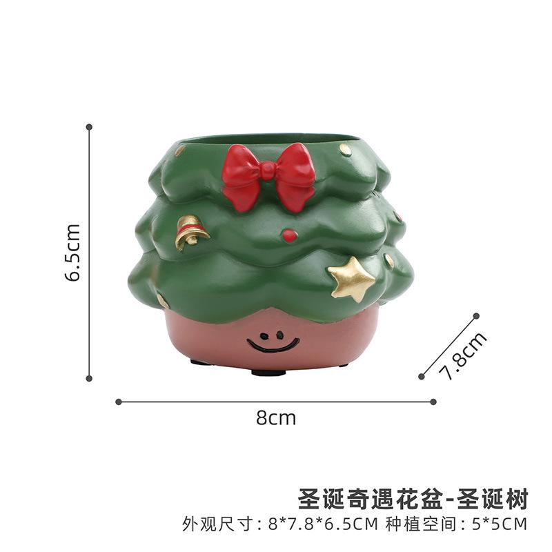 Chậu cây mọng nước resin trang trí Giáng Sinh, phụ kiện tiểu cảnh sân vườn, ban công và bàn làm việc (RG-207)