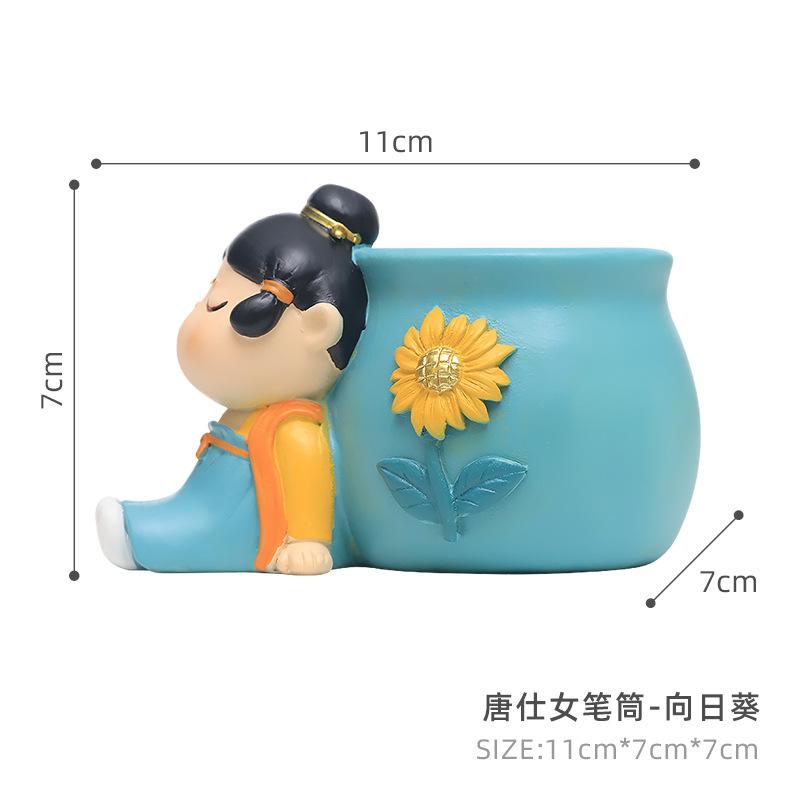 Chậu cây mọng nước hình mỹ nữ nhà Đường, chậu mini phong cách Trung Hoa, trang trí sân vườn (RG-155)
