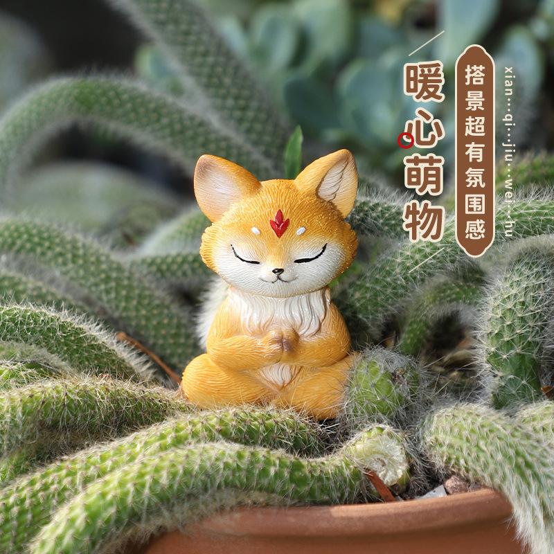 Chậu cây mọng nước hình hồ ly chín đuôi resin, chậu mini trang trí sân vườn và tiểu cảnh (RG-121)