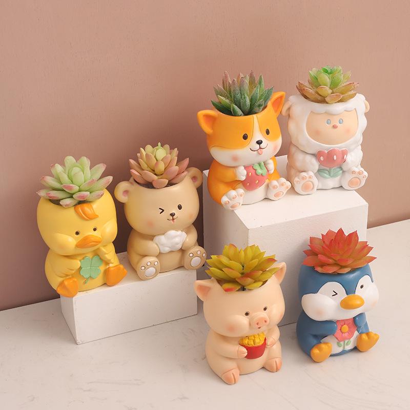 Chậu cây mọng nước hình động vật resin, chậu mini trang trí nhà, văn phòng, ban công và sân vườn (RG-86)