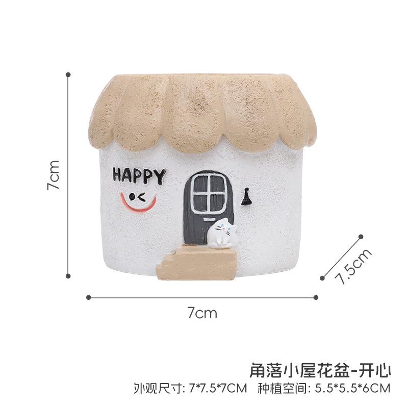 Chậu cây hình ngôi nhà góc nhỏ resin, chậu mọng nước mini, trang trí bàn và tiểu cảnh (RG-66)