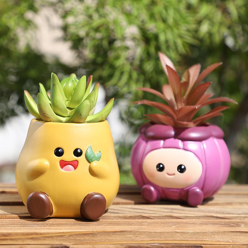 Chậu cây mọng nước hình rau củ hoạt hình resin, chậu mini để bàn, trang trí cửa sổ và nhà (RG-58)