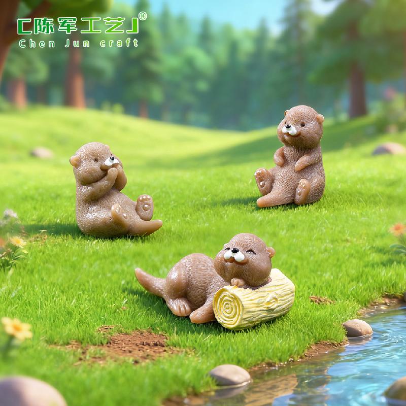 Tiểu cảnh rái cá nhỏ, móc khóa và trang trí cây cảnh mini (ZC-366)