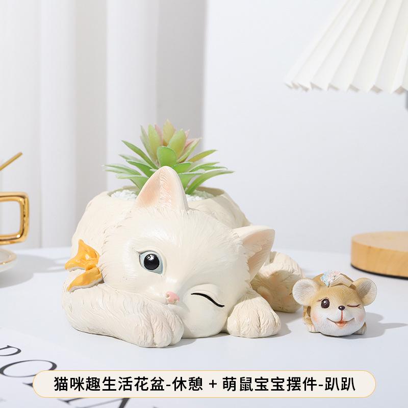 Chậu cây mọng nước resin hoạt hình, chậu mini để bàn, trang trí cây xanh và tiểu cảnh (RG-181)