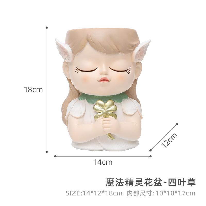 Chậu cây resin hình cô gái yêu tinh, chậu mọng nước mini, trang trí nhà, văn phòng và tiểu cảnh (RG-54)