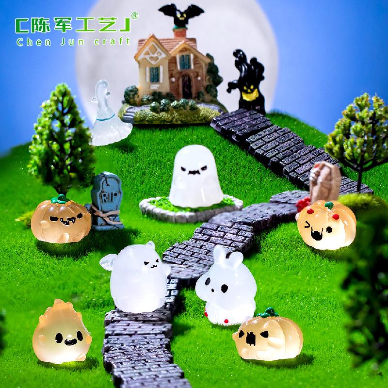 Tiểu cảnh bí ngô ma, trang trí Halloween phát sáng mini (TZC-240)