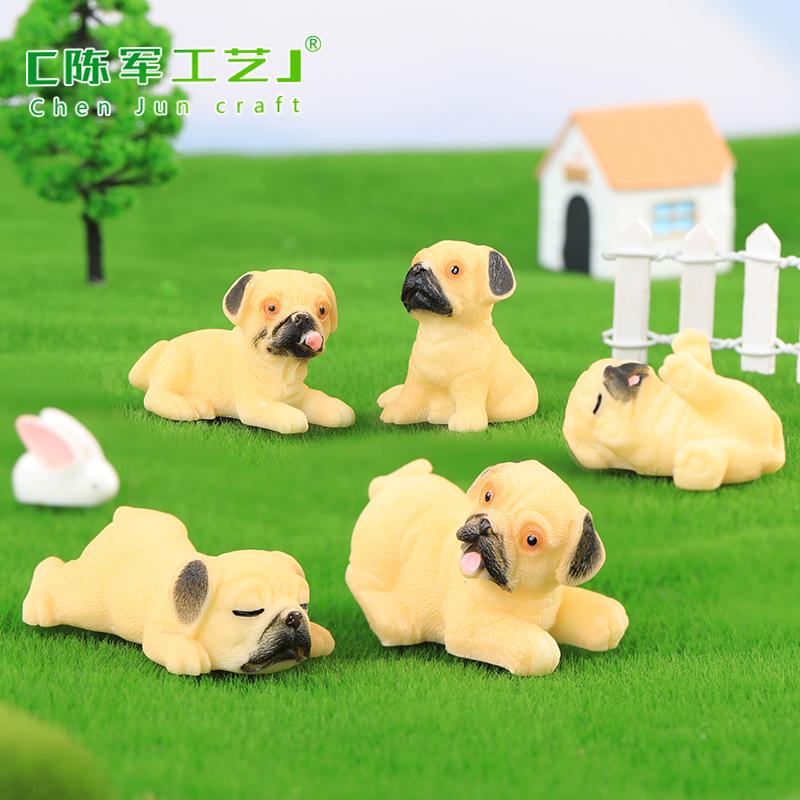 Tiểu cảnh chó Pug mini và thỏ dễ thương trang trí cây (TZC-1276)