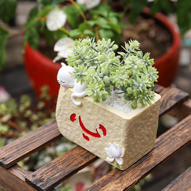 Chậu cây mọng nước hình thắng cảnh Tuyền Châu resin, đồ thủ công văn hóa, trang trí bàn và sân vườn (RG-221)