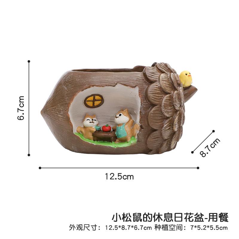 Chậu cây hình quả thông resin, giá đỡ cây mini, chậu mọng nước trang trí cửa sổ (RG-22)