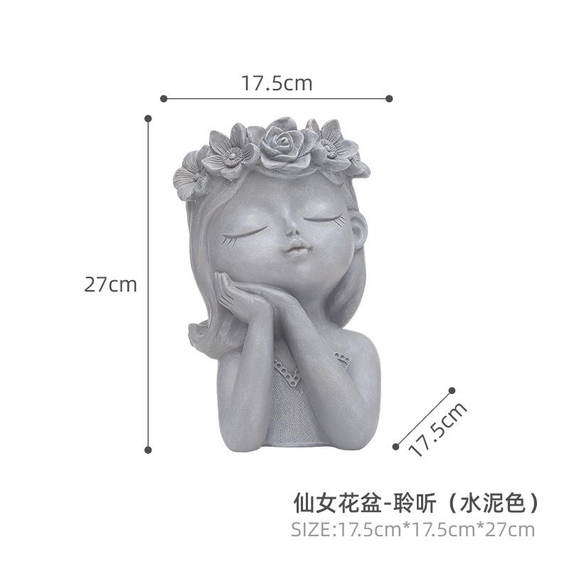 Chậu cây hình cô gái tiên resin cỡ lớn, chậu trang trí phòng khách, bàn làm việc và sân vườn (RG-90)
