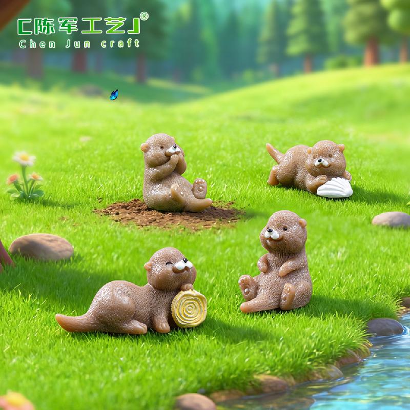 Tiểu cảnh rái cá nhỏ, móc khóa và trang trí cây cảnh mini (ZC-366)