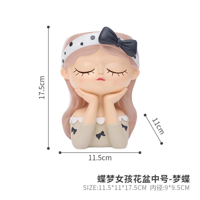 Chậu cây mọng nước hình cô gái hoạt hình resin, chậu mini trang trí nhà, ban công và sân vườn (RG-208)