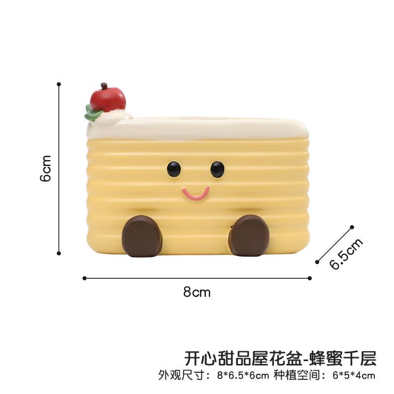 Chậu cây mọng nước hình bánh kem resin, chậu mini để bàn, trang trí cửa sổ sân vườn (RG-32)