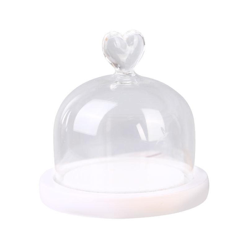 Chụp Thuỷ Tinh Hình Trụ Núm Trái Tim Đế Trắng, Xám (MJA-15)