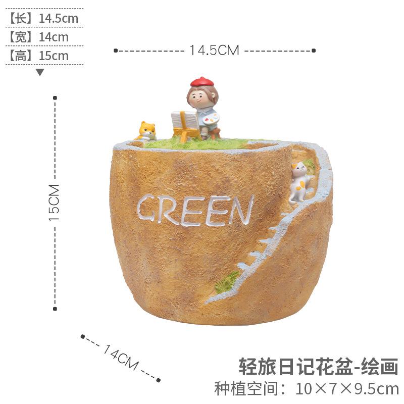Chậu cây mọng nước resin phong cách đồng quê, chậu mini DIY trang trí bàn, ban công và sân vườn (RG-254)