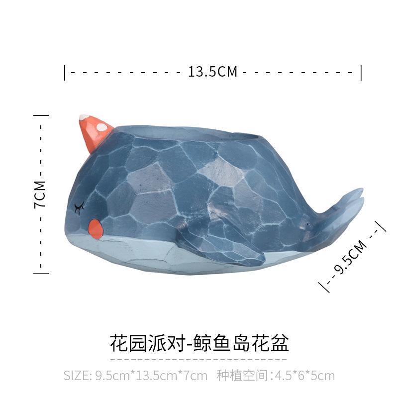 Chậu cây mọng nước hình cá voi resin phong cách Zakka, chậu mini để bàn, ban công và sân vườn (RG-146)