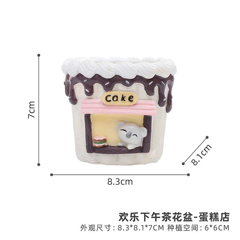 Chậu cây mọng nước hình cửa hàng đồ ăn hoạt hình, chậu mini resin, trang trí nhà và văn phòng (RG-94)