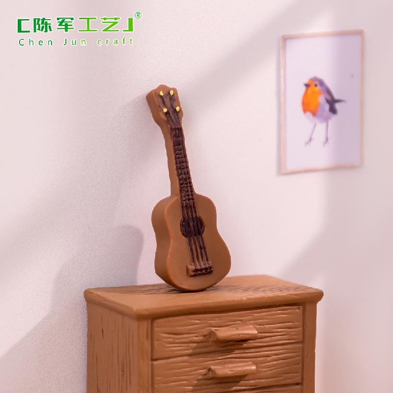 Mô hình guitar mini – Phụ kiện trang trí nhà búp bê, mô phỏng chân thực (M-1165)