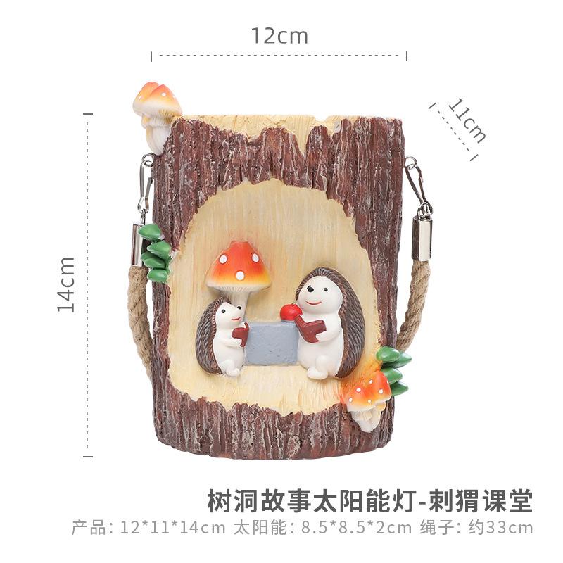 Đèn năng lượng mặt trời hình gốc cây và nhím, đèn sân vườn tiết kiệm điện, trang trí ban công (RG-240)