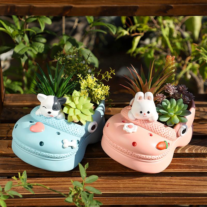 Chậu cây hình dép Crocs resin cỡ lớn, chậu mọng nước mini, trang trí sân vườn và tiểu cảnh (RG-239)