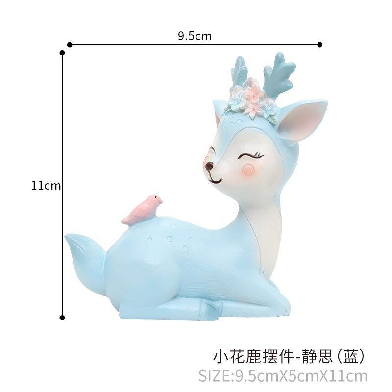 Tượng hươu resin phong cách Zakka, cặp hươu may mắn, đồ trang trí nhà và quà tặng (RG-261)
