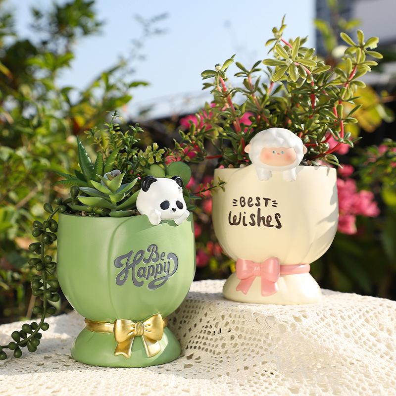 Chậu cây resin trang trí sân vườn, chậu cây mini cho văn phòng, nhà và tiểu cảnh (RG-233)
