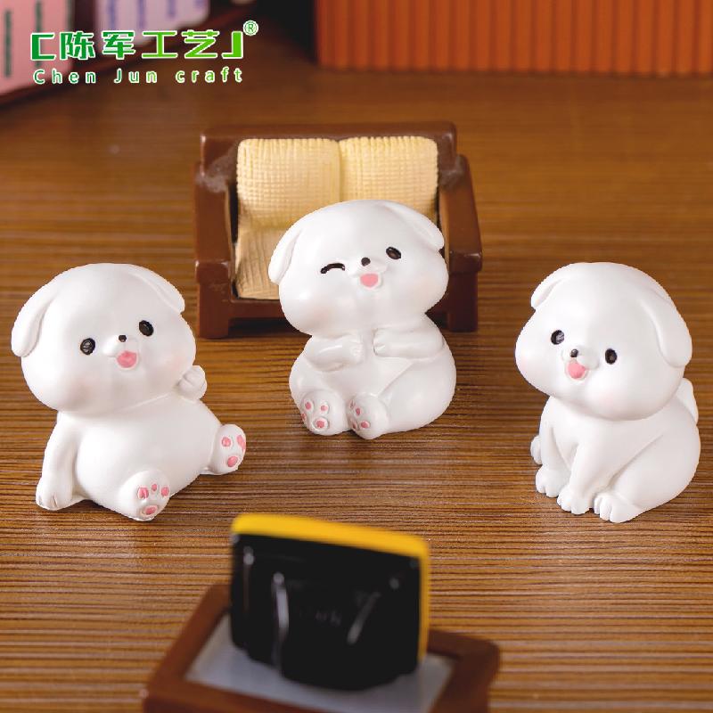 Tiểu cảnh chó trắng mini trang trí xe và bàn DIY dễ thương (ZC-914)