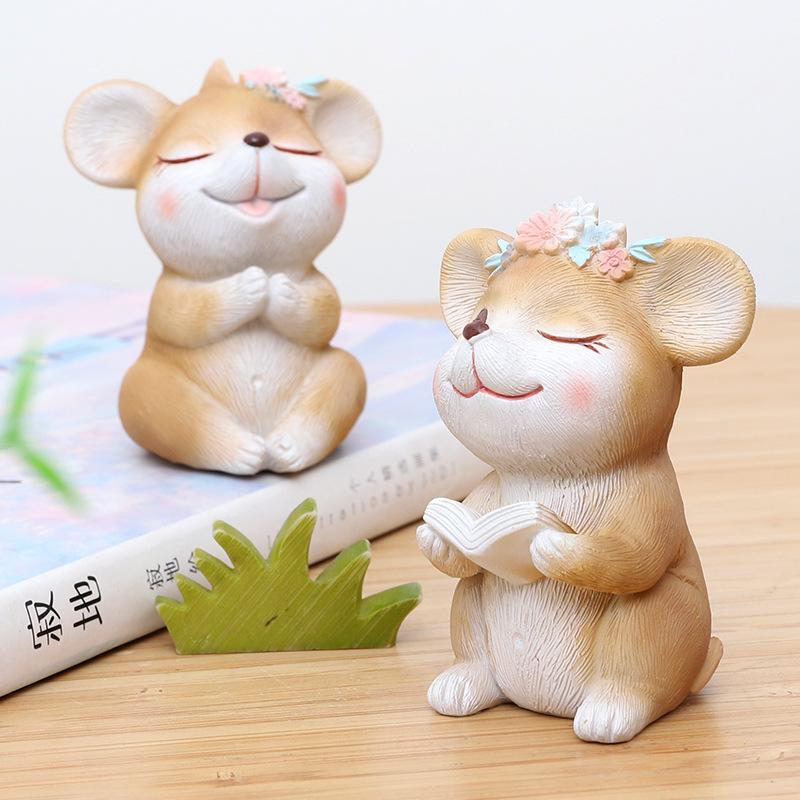 Chậu Cây Resin Tượng chuột resin mini phong cách Instagram, đồ trang trí bánh kem, bàn làm việc và nhà (RG-260)