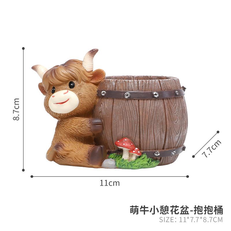 Chậu cây mọng nước hình bò con resin, chậu mini trang trí sân vườn, ban công (RG-43)