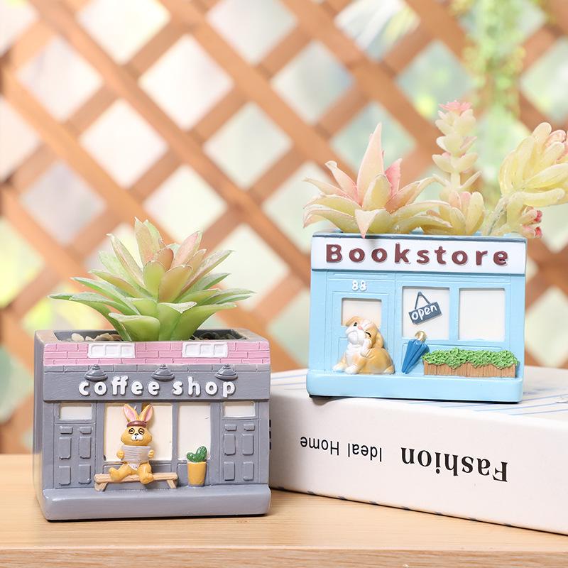 Chậu cây mọng nước hình phố cổ Anh resin, chậu mini trang trí nhà, sân vườn và ban công (RG-109)