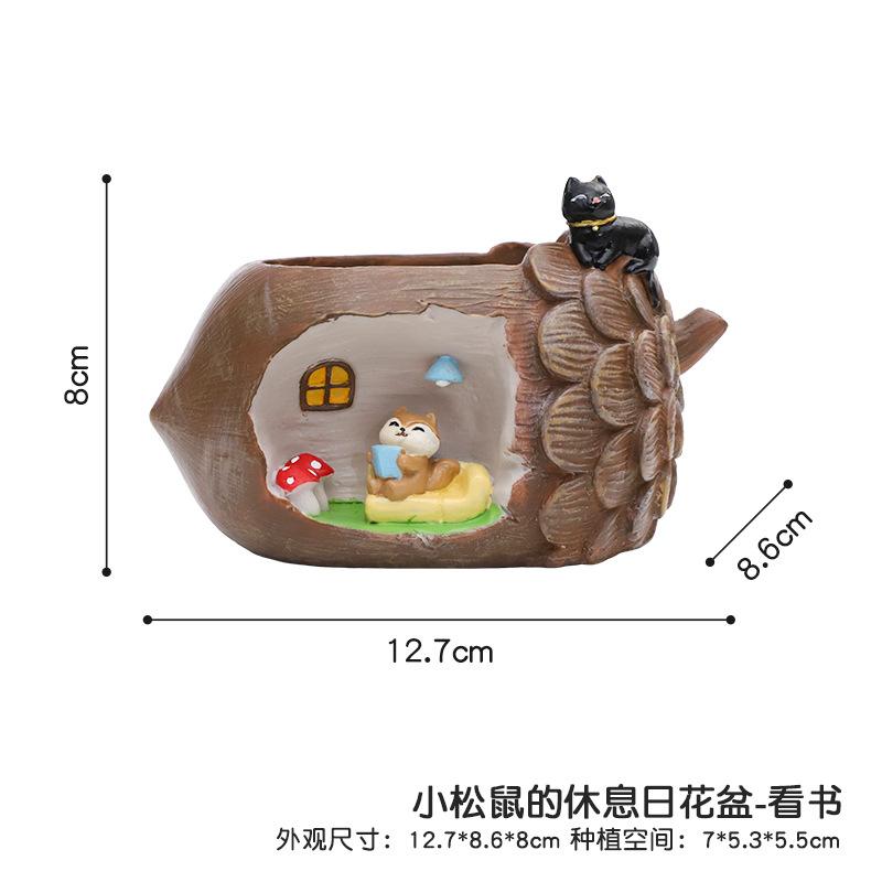 Chậu cây hình quả thông resin, giá đỡ cây mini, chậu mọng nước trang trí cửa sổ (RG-22)