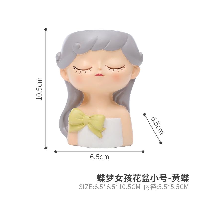 Chậu cây mọng nước hình cô gái Dream Butterfly resin, chậu mini để bàn, trang trí sân vườn (RG-111)