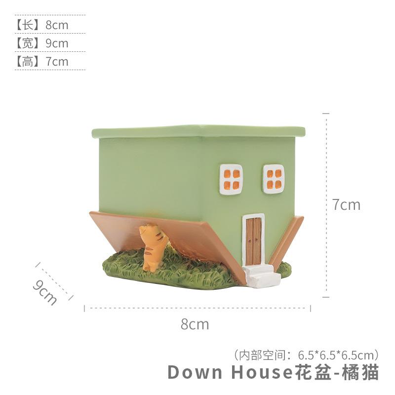 Chậu cây mọng nước hình ngôi nhà lộn ngược resin, chậu mini để bàn, trang trí tiểu cảnh (RG-154)
