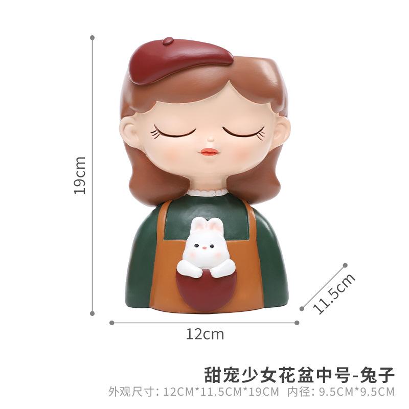 Chậu cây hình bé gái resin, chậu mini để bàn, trang trí ban công, sân vườn và nhà (RG-229)