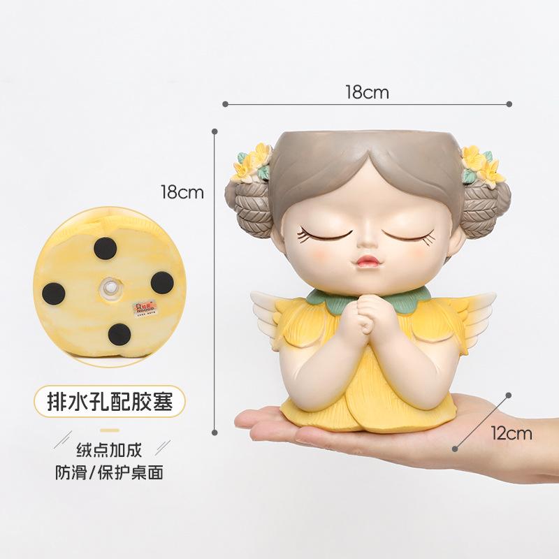 Chậu cây resin hình cô gái yêu tinh, chậu mọng nước mini, trang trí nhà, văn phòng và tiểu cảnh (RG-54)