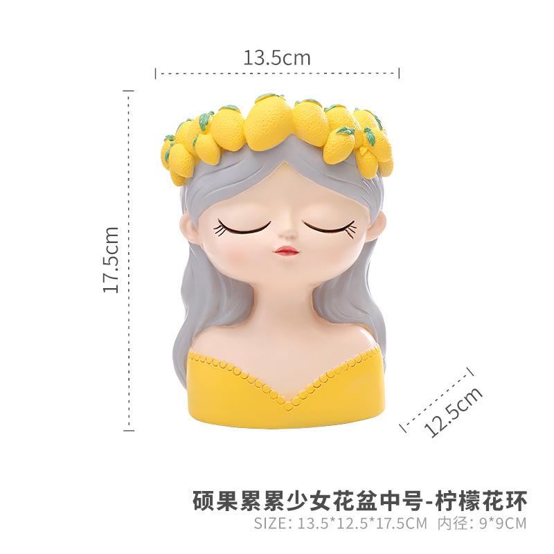 Chậu cây hình cô gái trái cây resin, chậu mọng nước mini, trang trí ban công và sân vườn (RG-215)